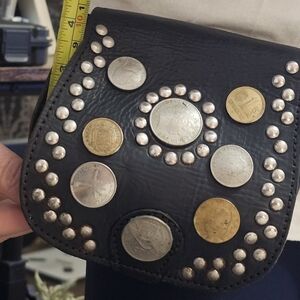 Black Studded Coin-Embellished Belt